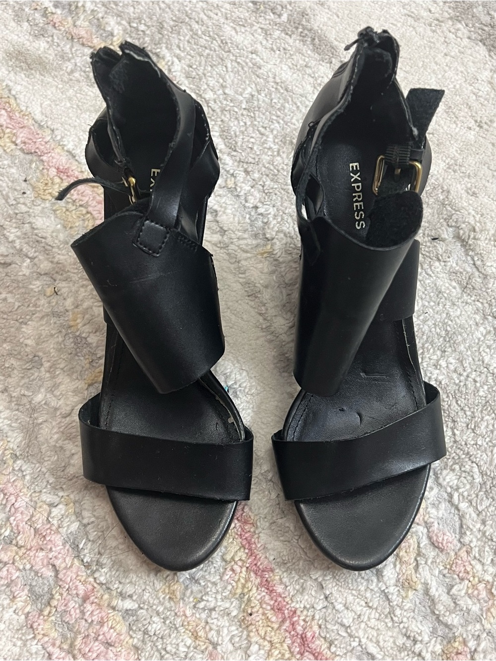 Express Black Women's Open-Toe Ankle-Strap Heels